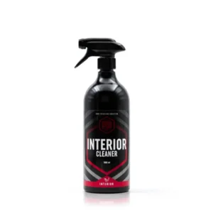 A black spray bottle labeled INTERIOR CLEANER with a red and white design, containing 1000 ml of Good Stuff cleaning solution—ideal for detailing interior surfaces with top-quality car interior cleaners.