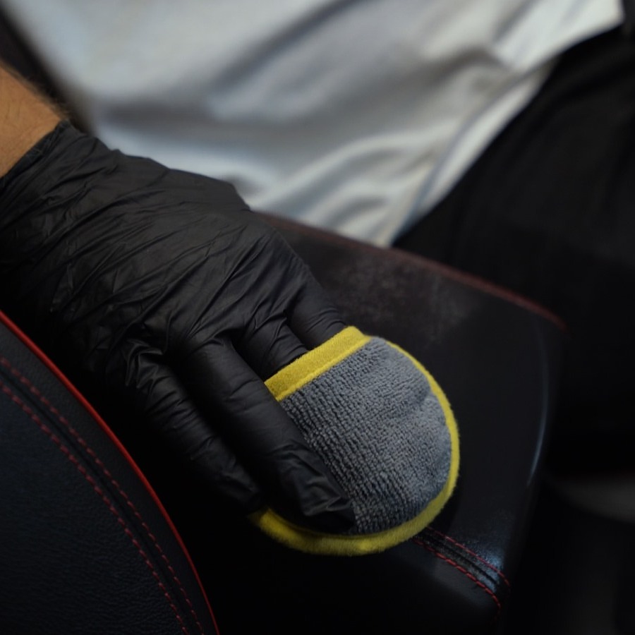 Natural matte finish on conditioned automotive leather
