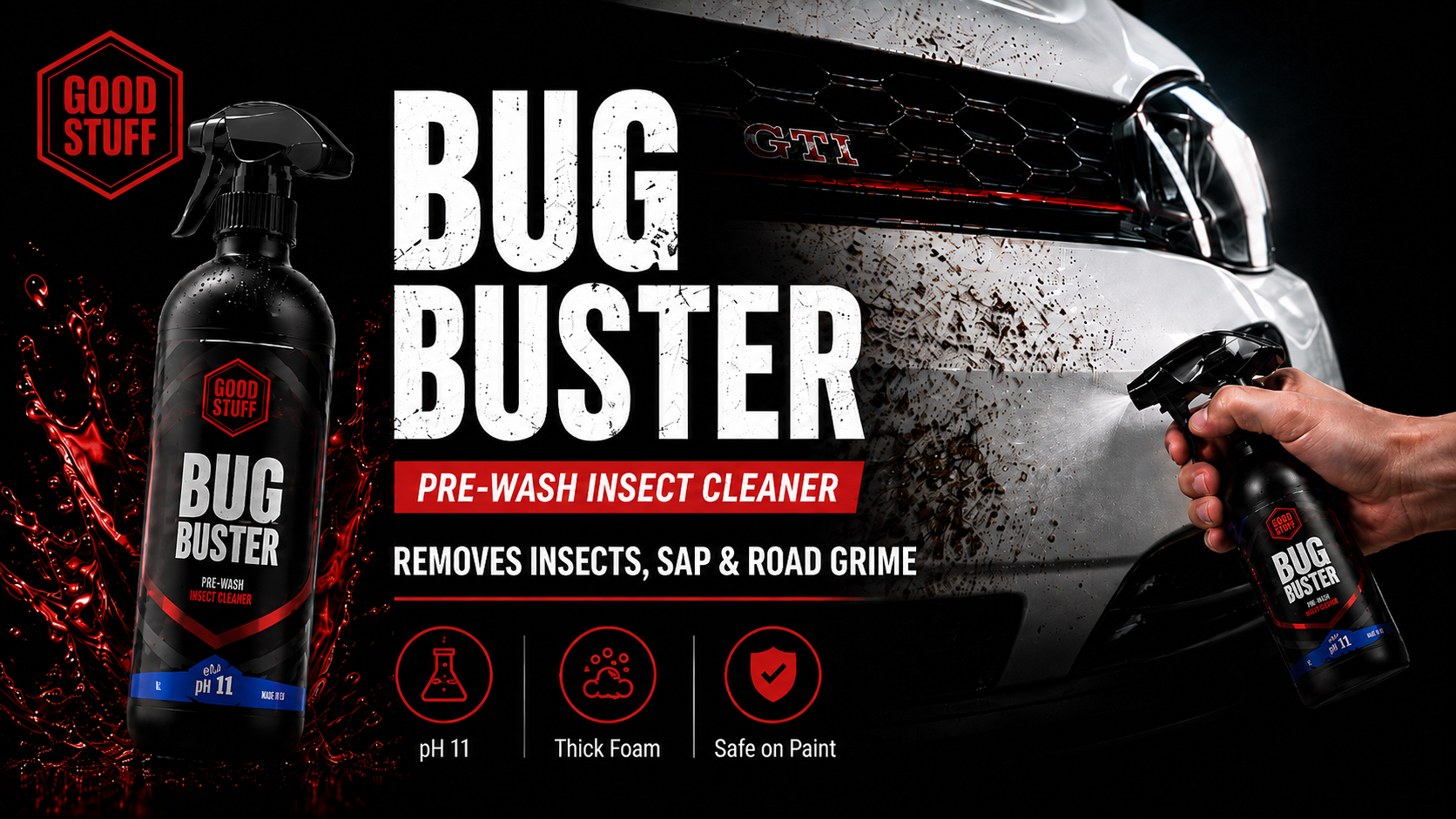 Good Stuff Bug Buster 500 ml and 1000 ml car bug remover bottles